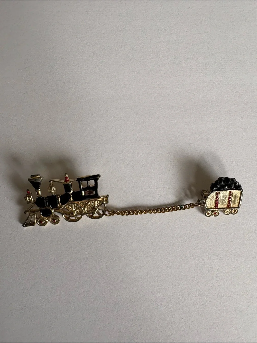 Vintage Gold Tone Steam Locomotive Train Wagon Collectible Brooch Lapel‎ Pin